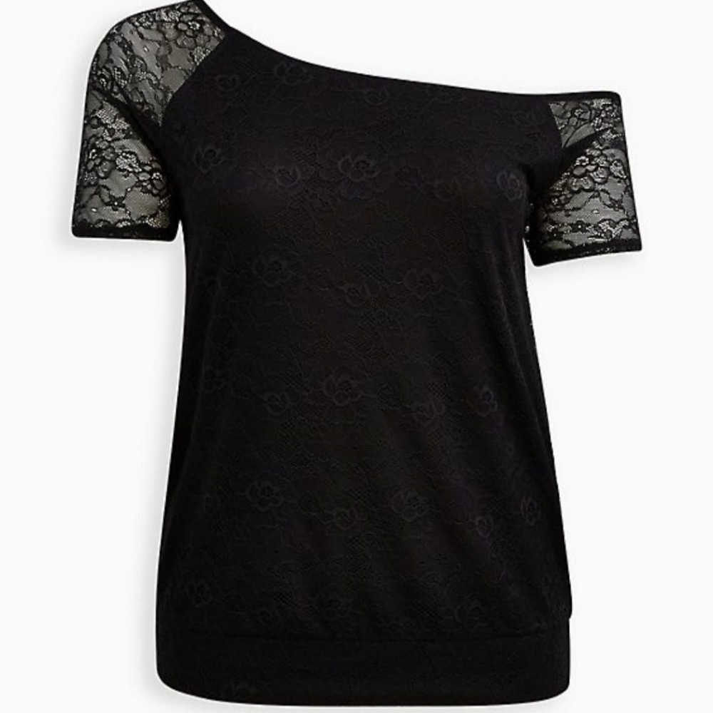 Torrid off shoulder lace black 00 top